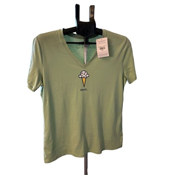 NWT! LIFE IS GOOD WOMENS..ICE CREAM CONE ."CHILL".S/S VINTAGE CRUSHER TEE (M) - Picture 1 of 3